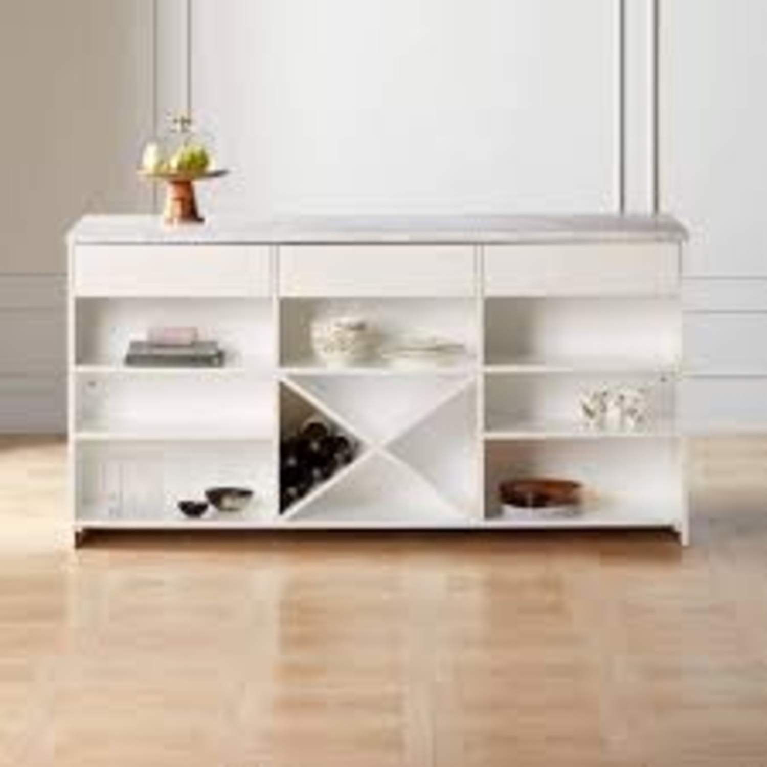 CB2 White Marble Kitchen Island - image-0