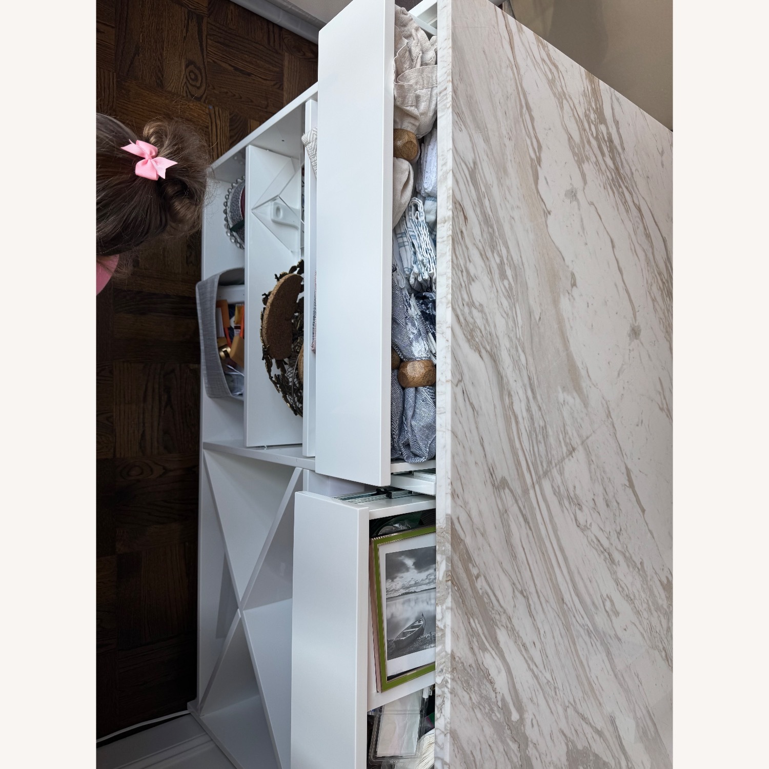 CB2 White Marble Kitchen Island - image-5