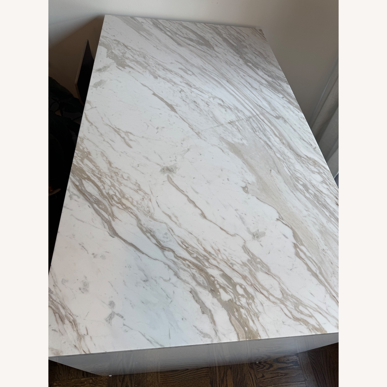 CB2 White Marble Kitchen Island - image-2