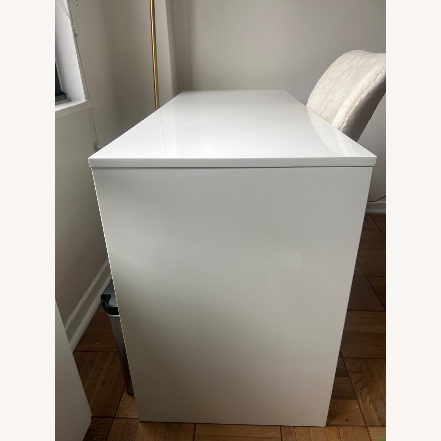 CB2 White Runway Lacquer Desk - image-2