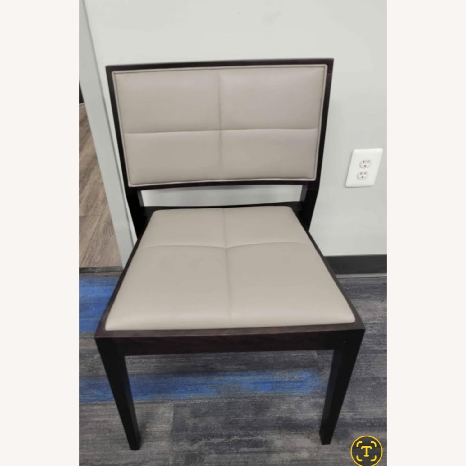 Manila Leather Stackable Wood Chair - image-1