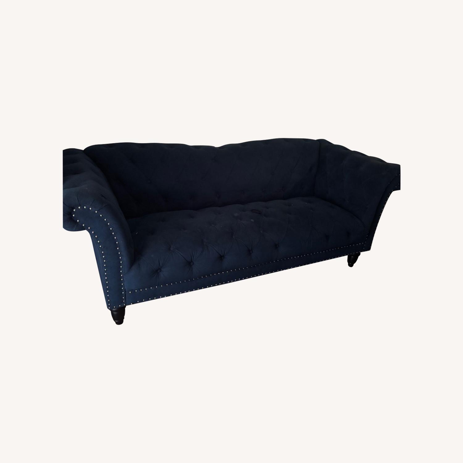 Navy Blue Tufted Couch - image-0