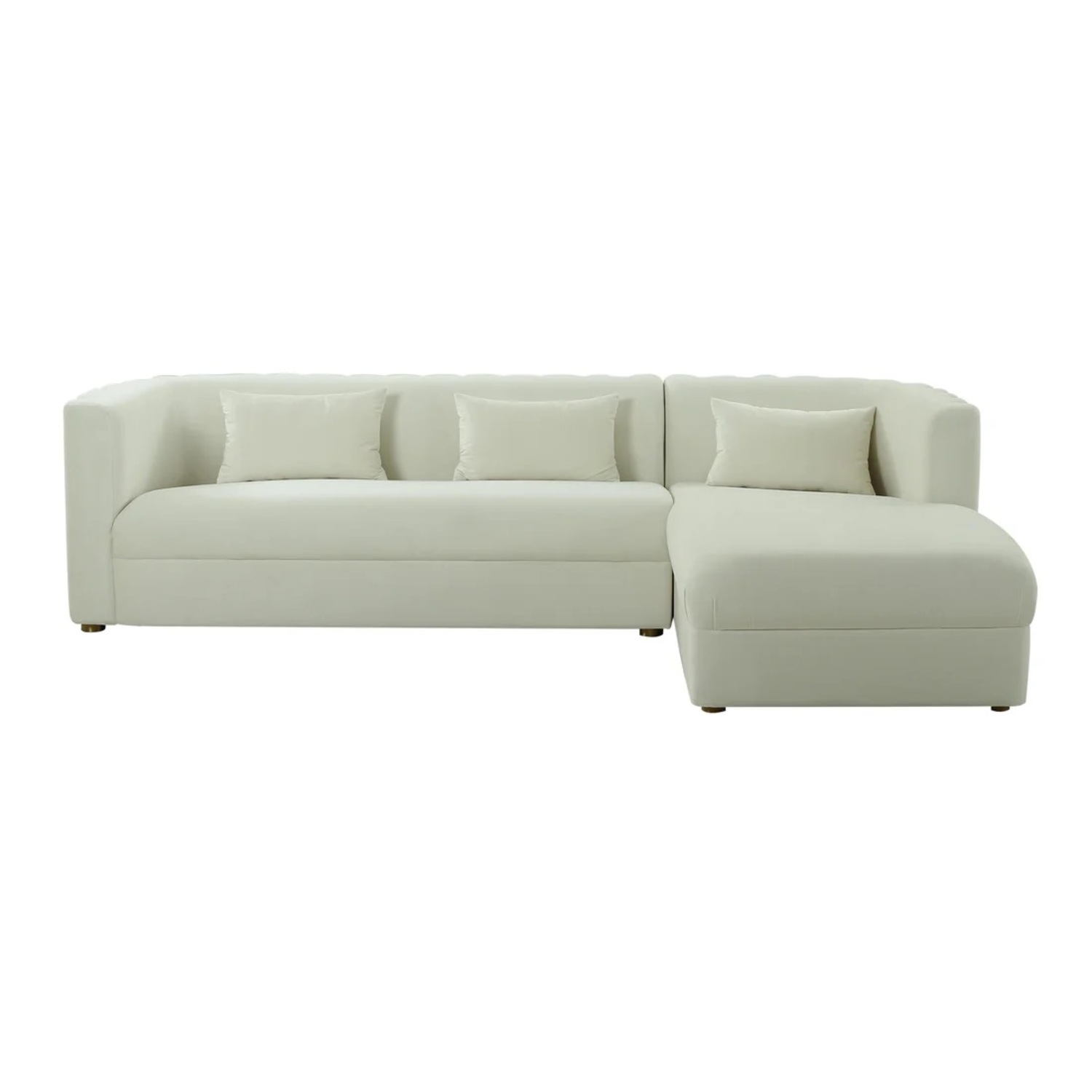 Callie Cream Velvet Sectional - image-3