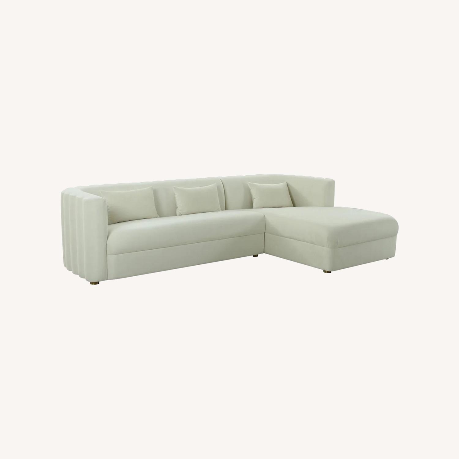 Callie Cream Velvet Sectional - image-0