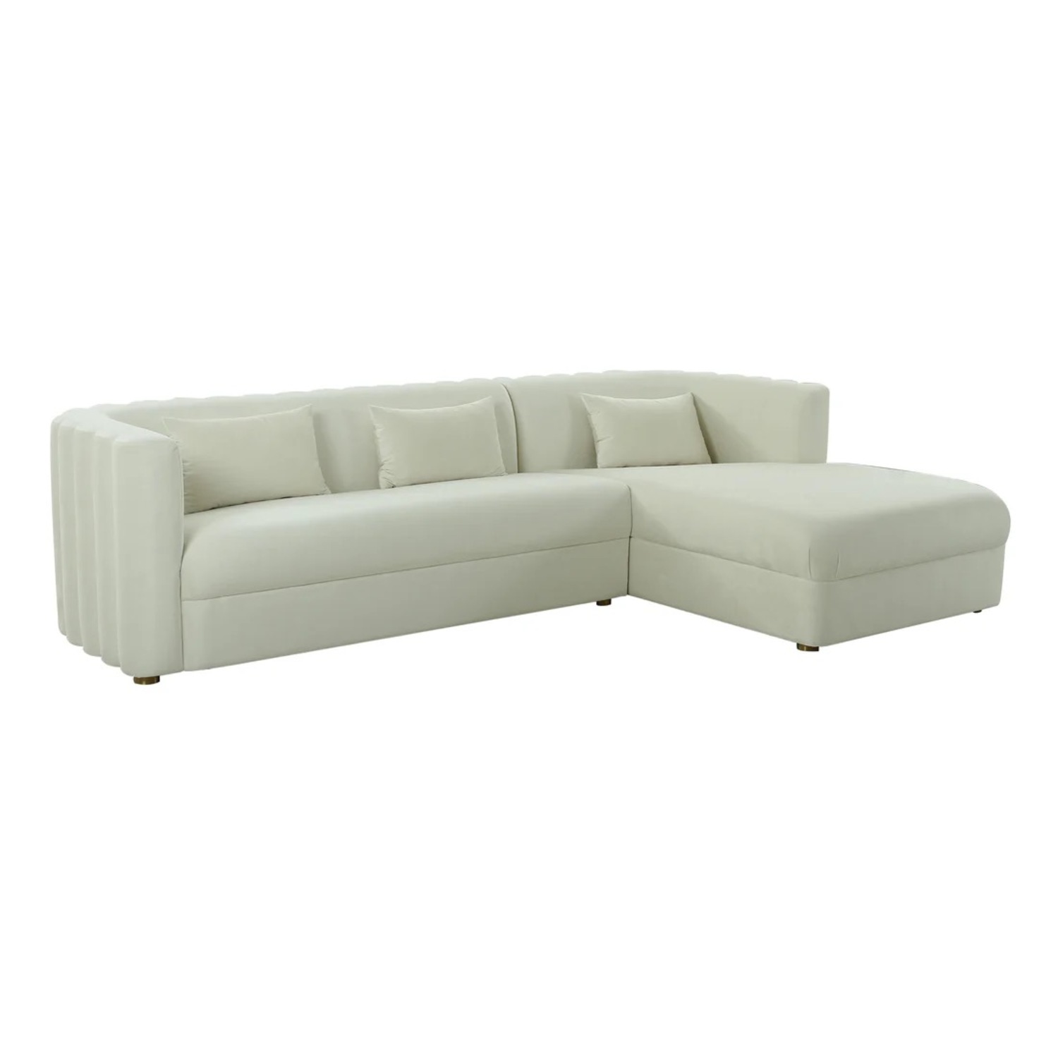 Callie Cream Velvet Sectional - image-1