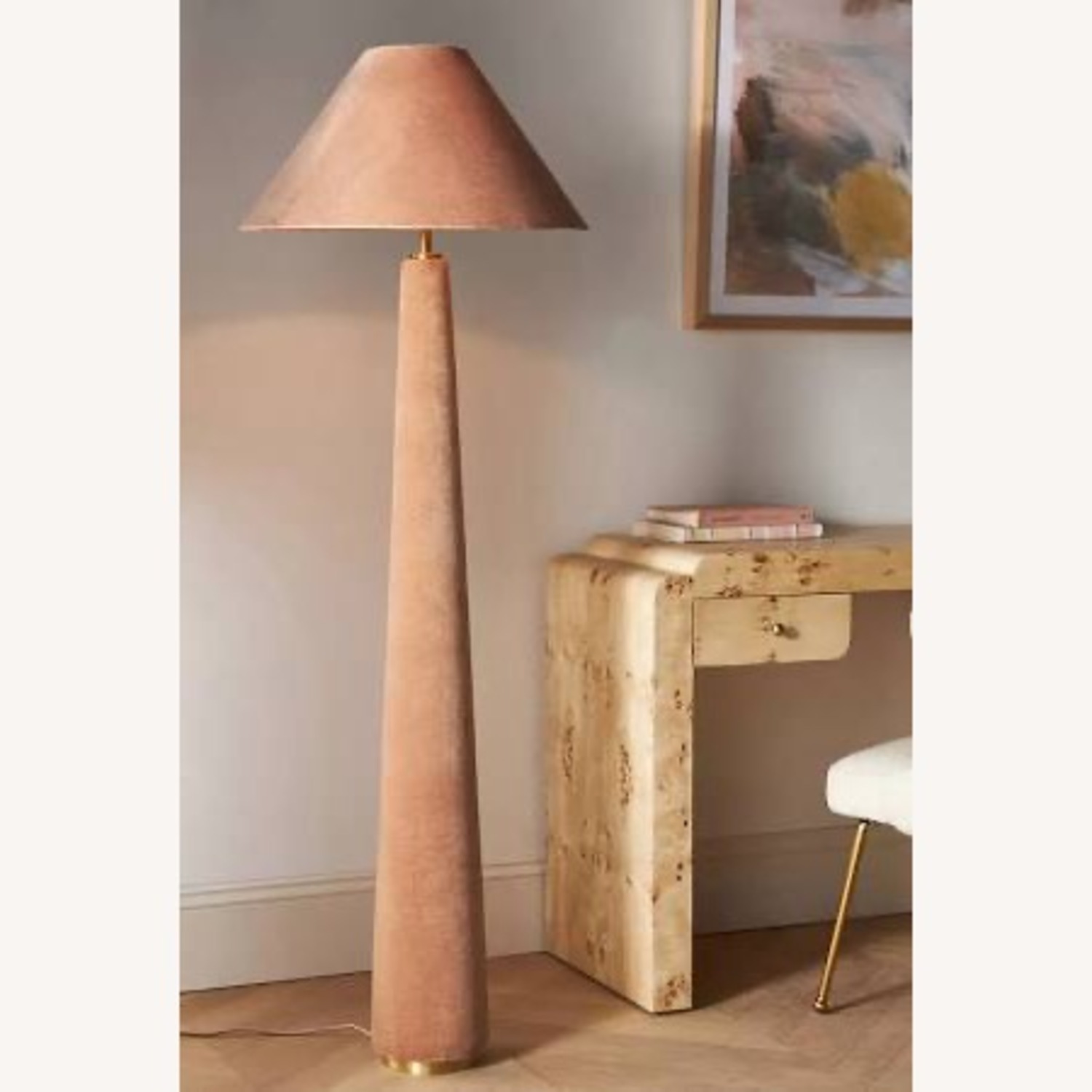 Lulu Blush Velvet Floor Lamp - image-1