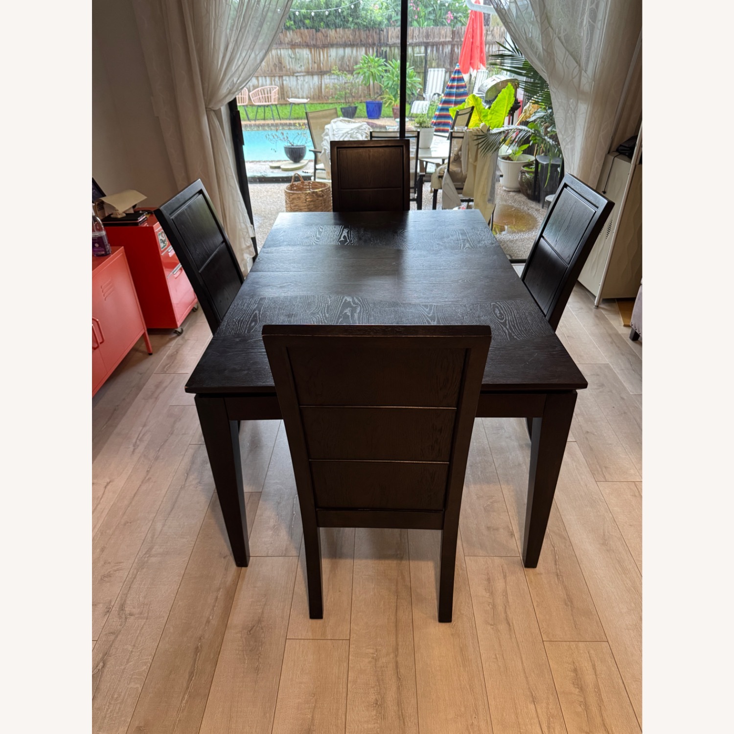 Dark Wood Dining Room Table w/ 4 Chairs - AptDeco