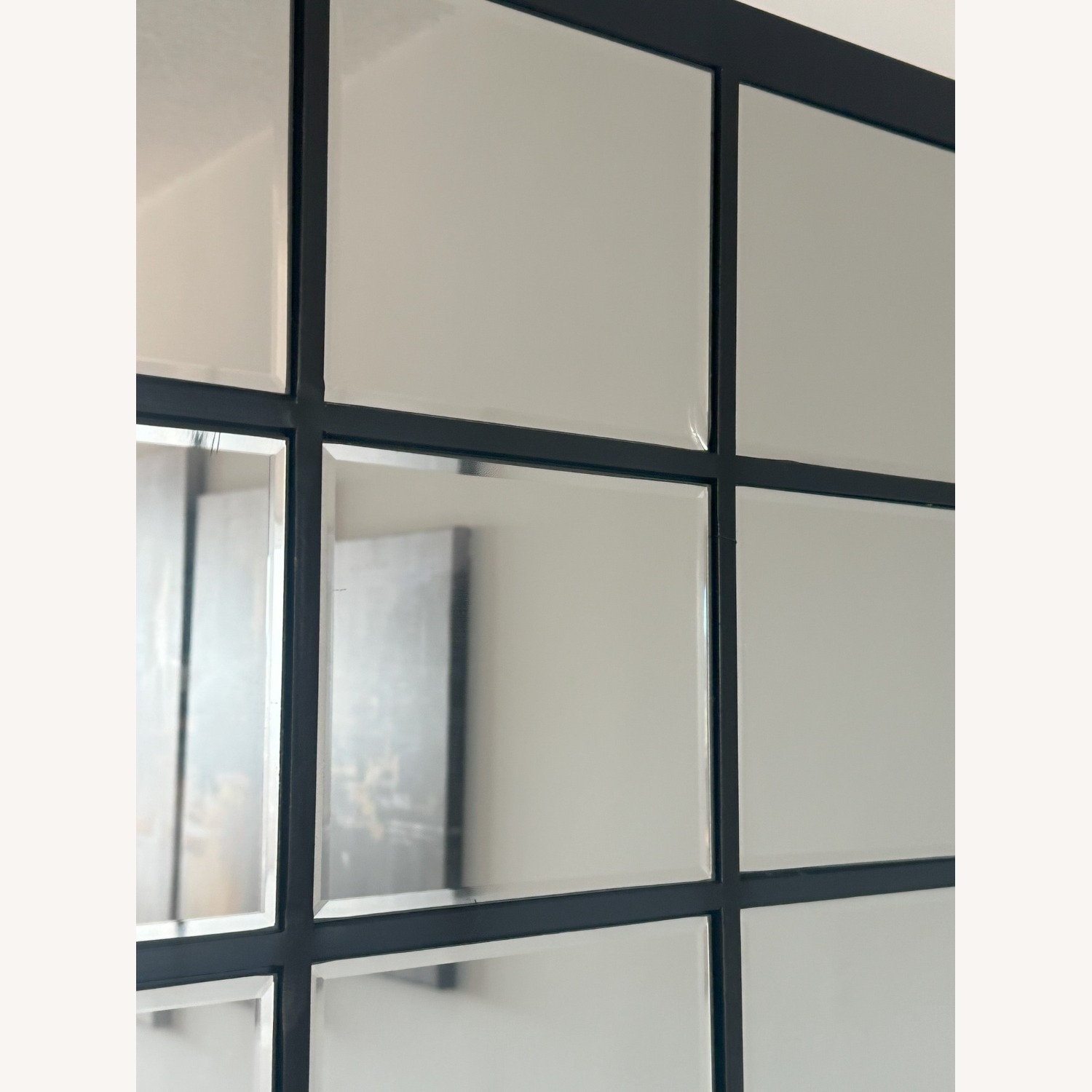 Wall Mirror Black Metal Grid - image-4