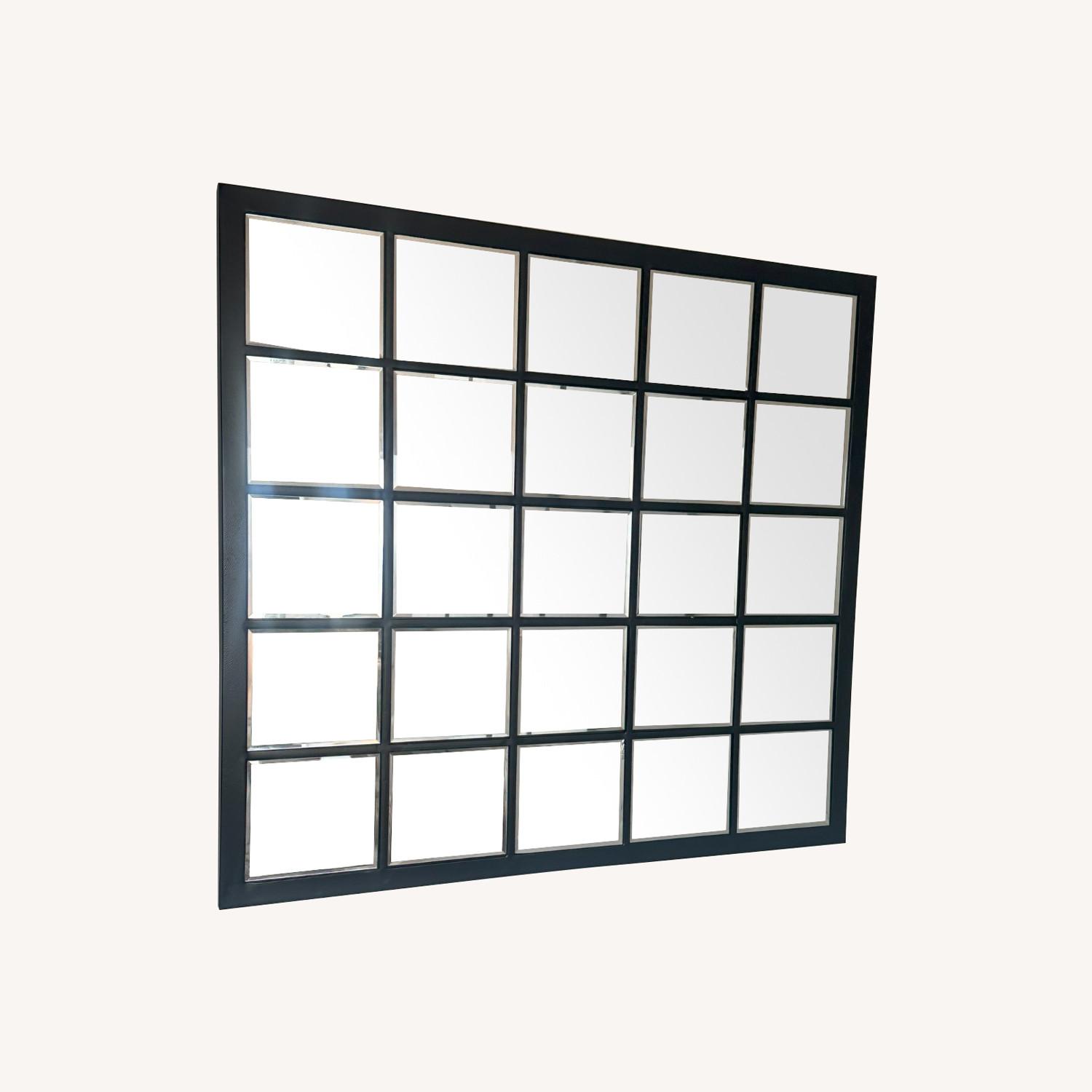 Wall Mirror Black Metal Grid - image-0