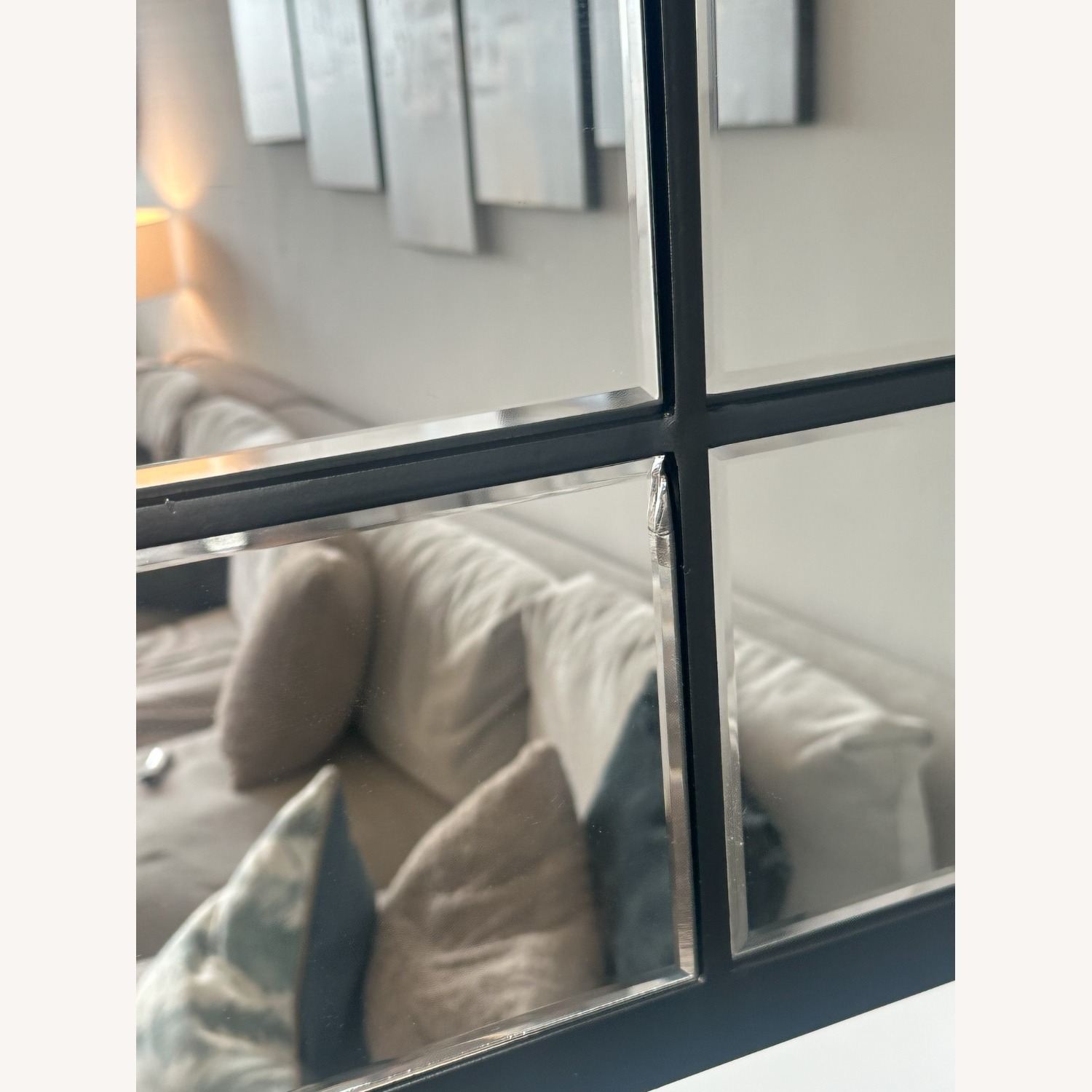 Wall Mirror Black Metal Grid - image-3