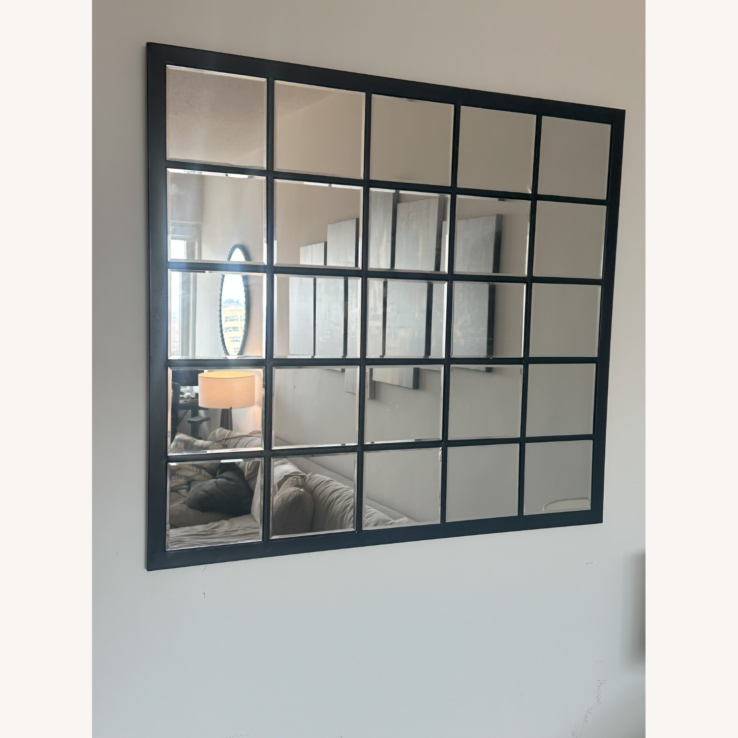 Wall Mirror Black Metal Grid - image-2