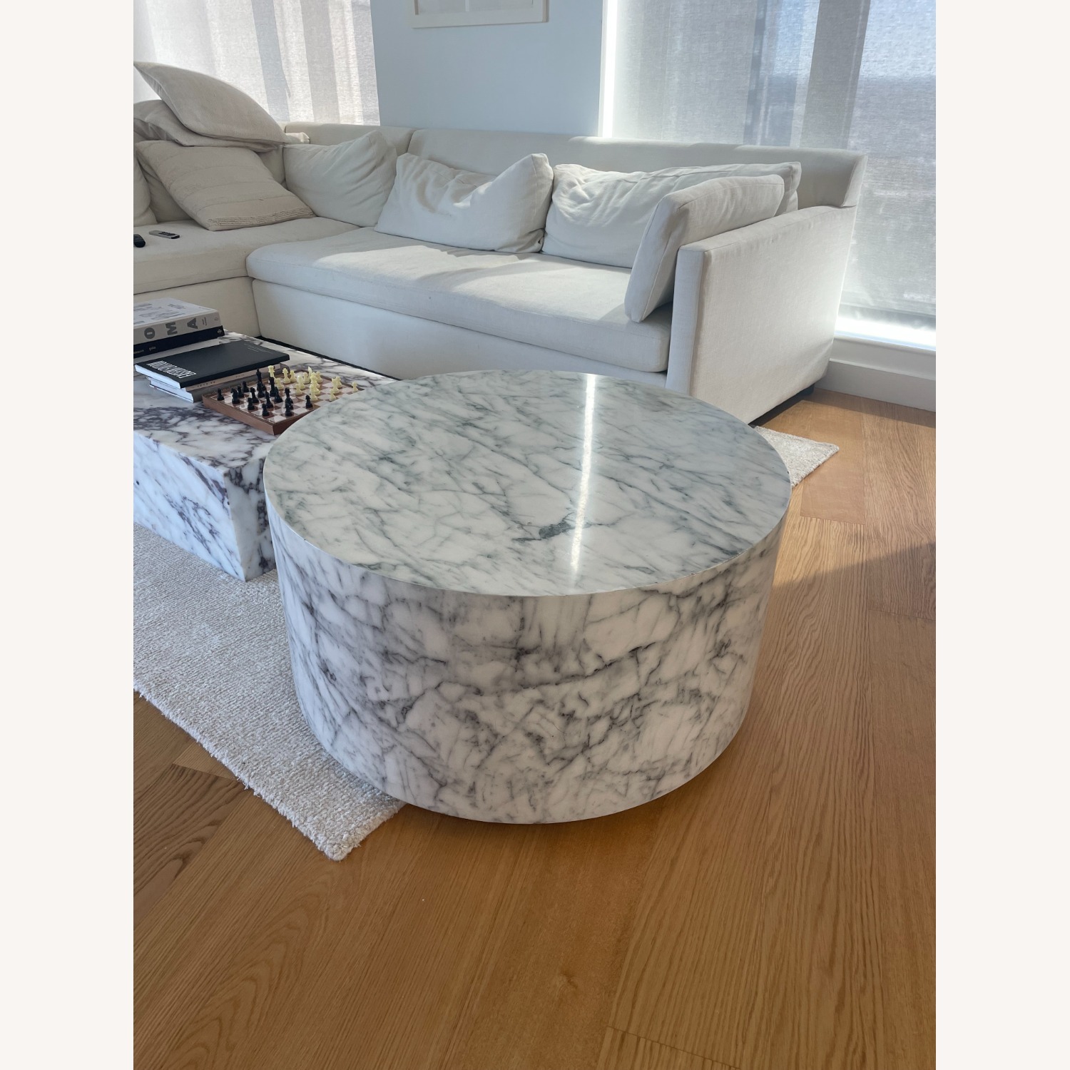 West Elm Marbled Drum Outdoor Coffee Table - image-1