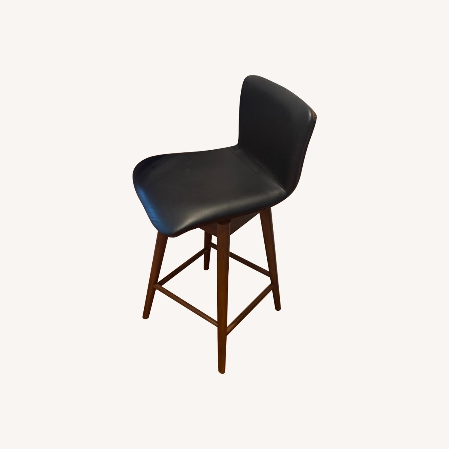 West Elm Boulder Swivel Leather Counter Stool - image-0