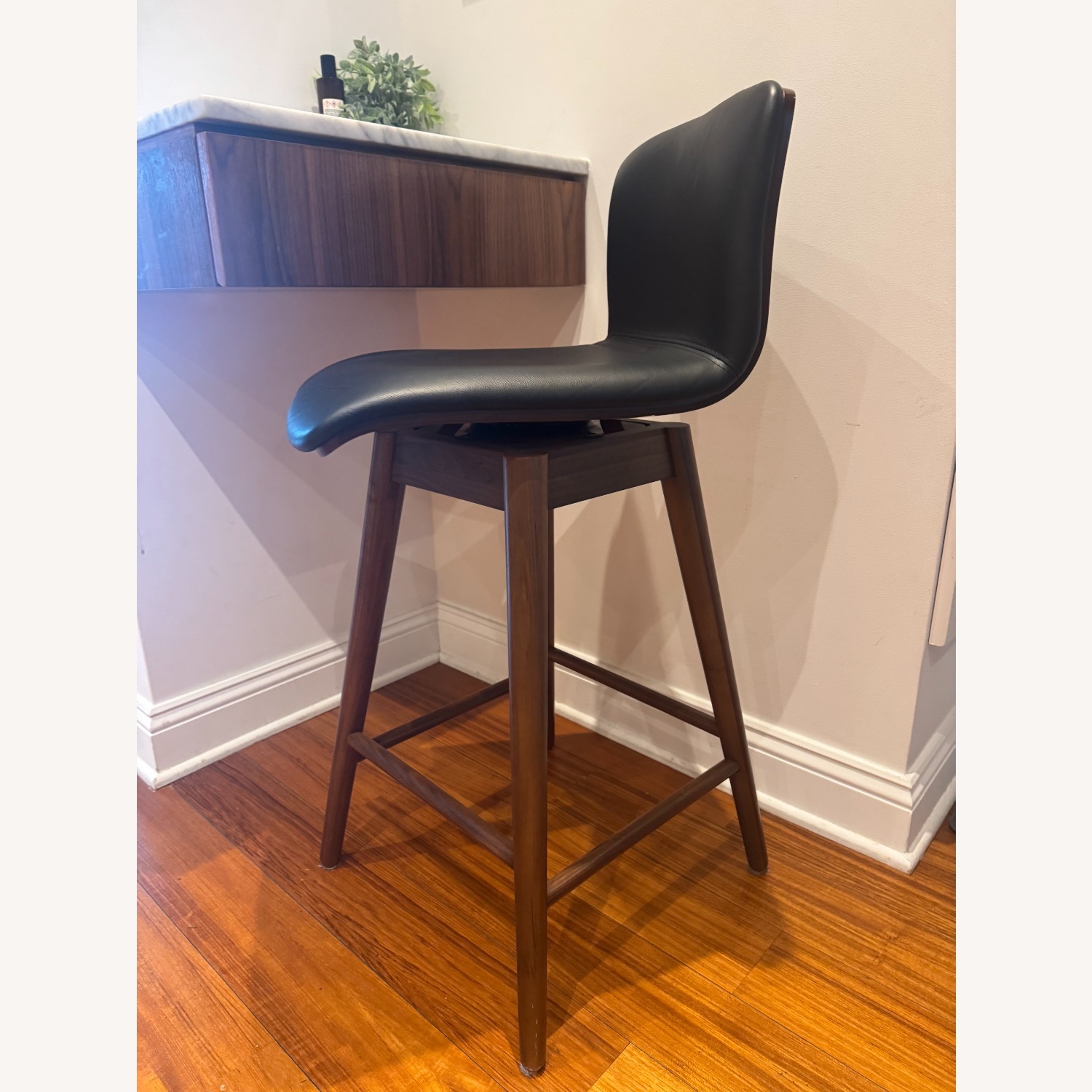 West Elm Boulder Swivel Leather Counter Stool - image-1