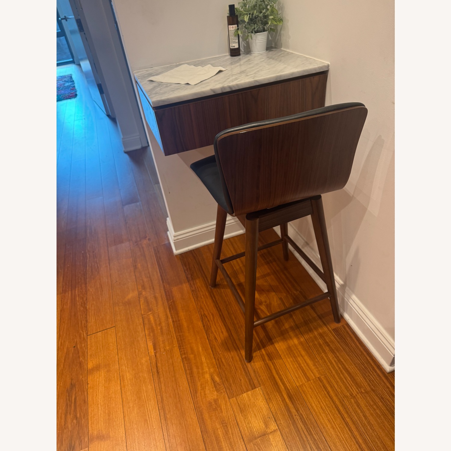 West Elm Boulder Swivel Leather Counter Stool - image-4