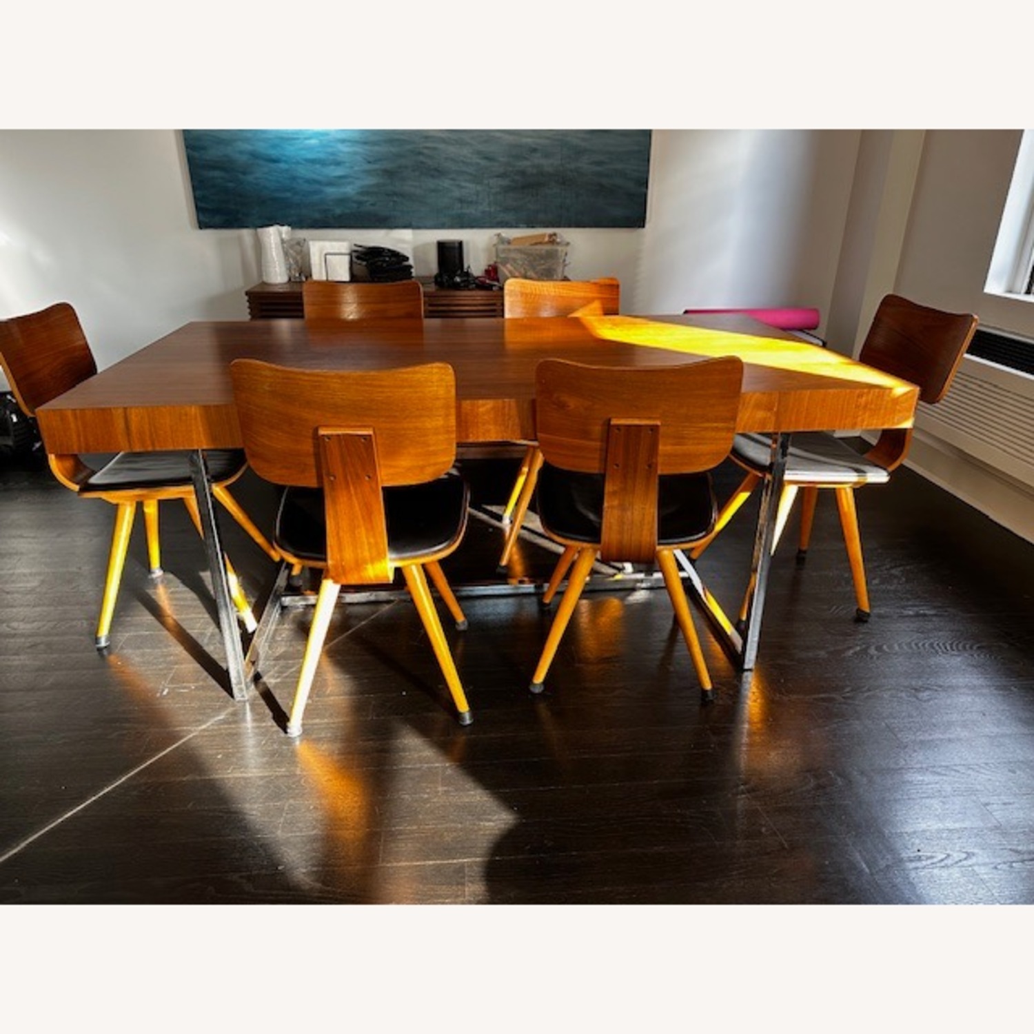 Extendable Calligaris Walnut & Chrome Table - image-2