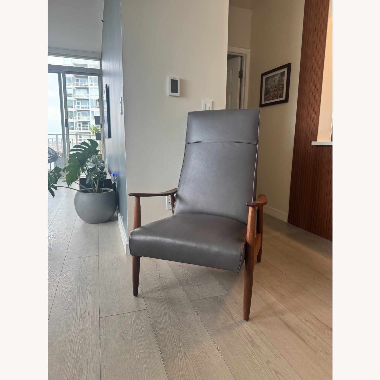 Design Within Reach Milo Baughman Recliner 74 Leather Light Grey - image-1