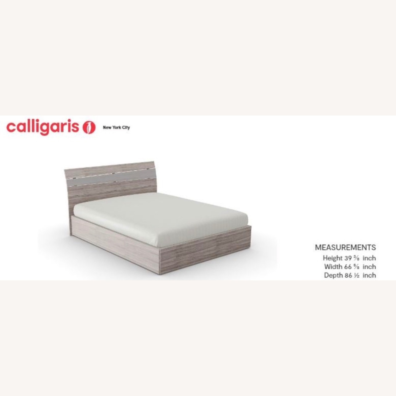 Calligaris Light Gray Wood Queen Bed - image-3