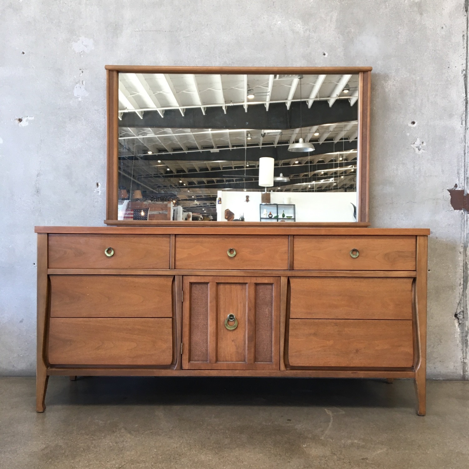 Vintage Midcentury Modern Dresser w Mirror - image-1