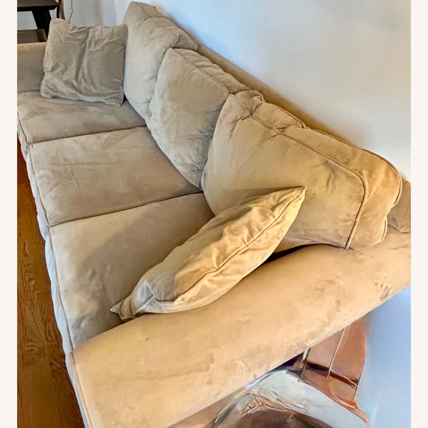 Macy's Microfiber Light Brown Couch - image-0