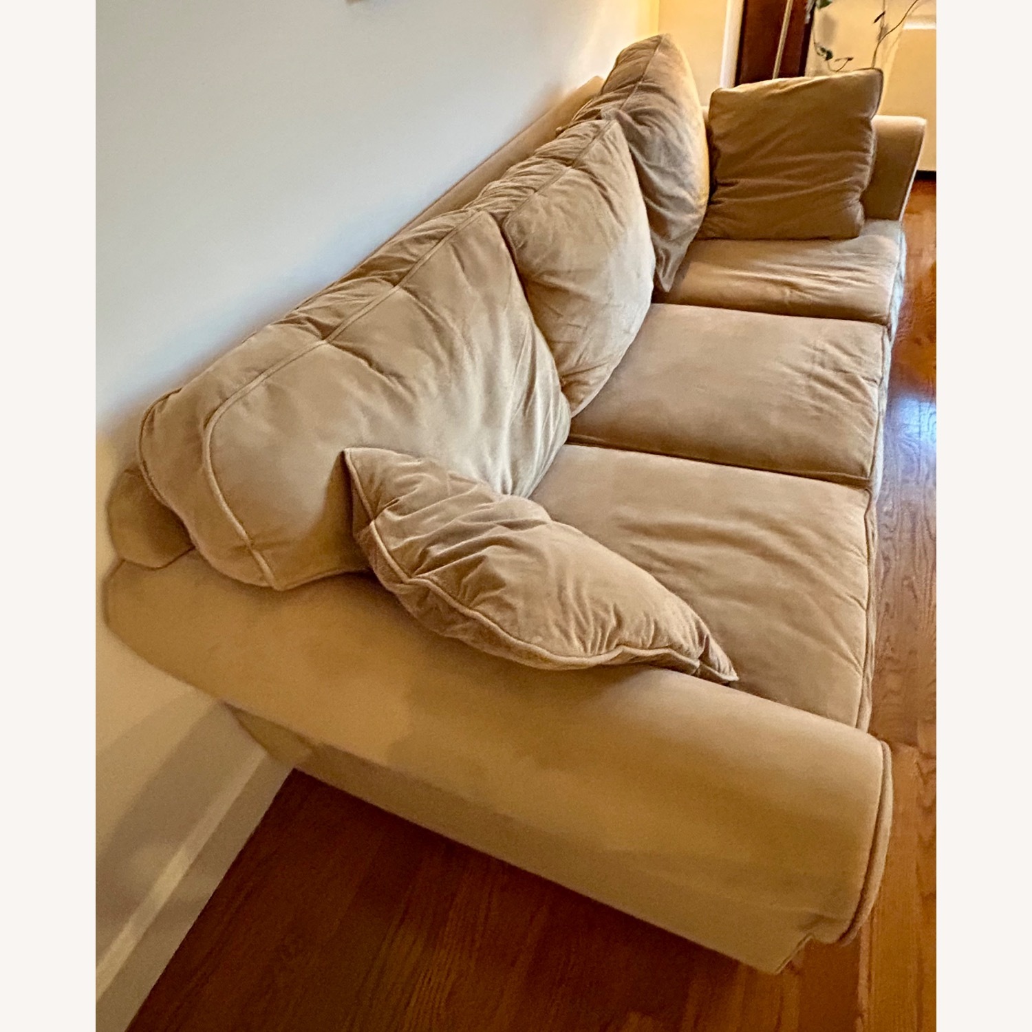 Macy's Microfiber Light Brown Couch - image-3