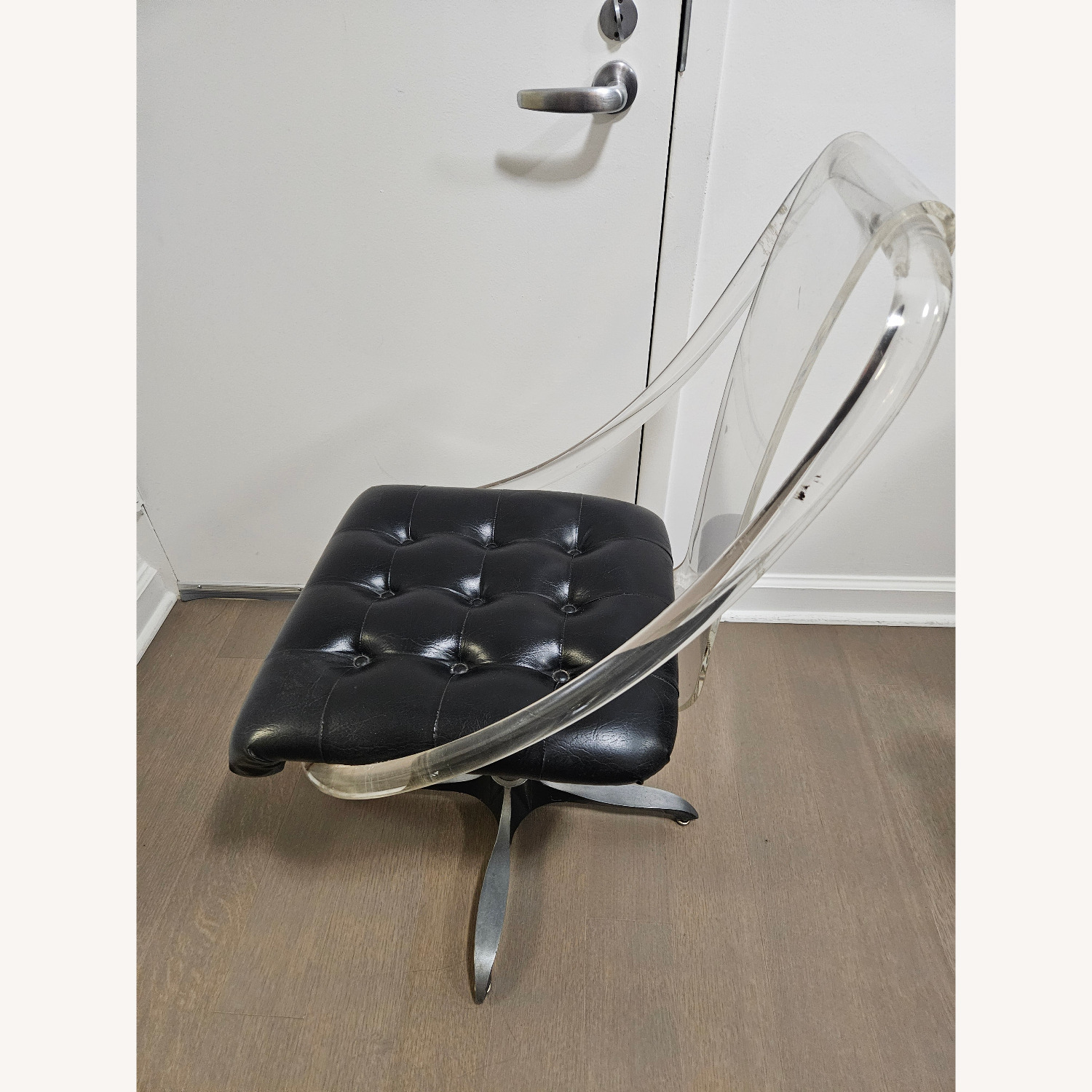 Vintage Button Chair with Clear Vinyl Cack - image-3
