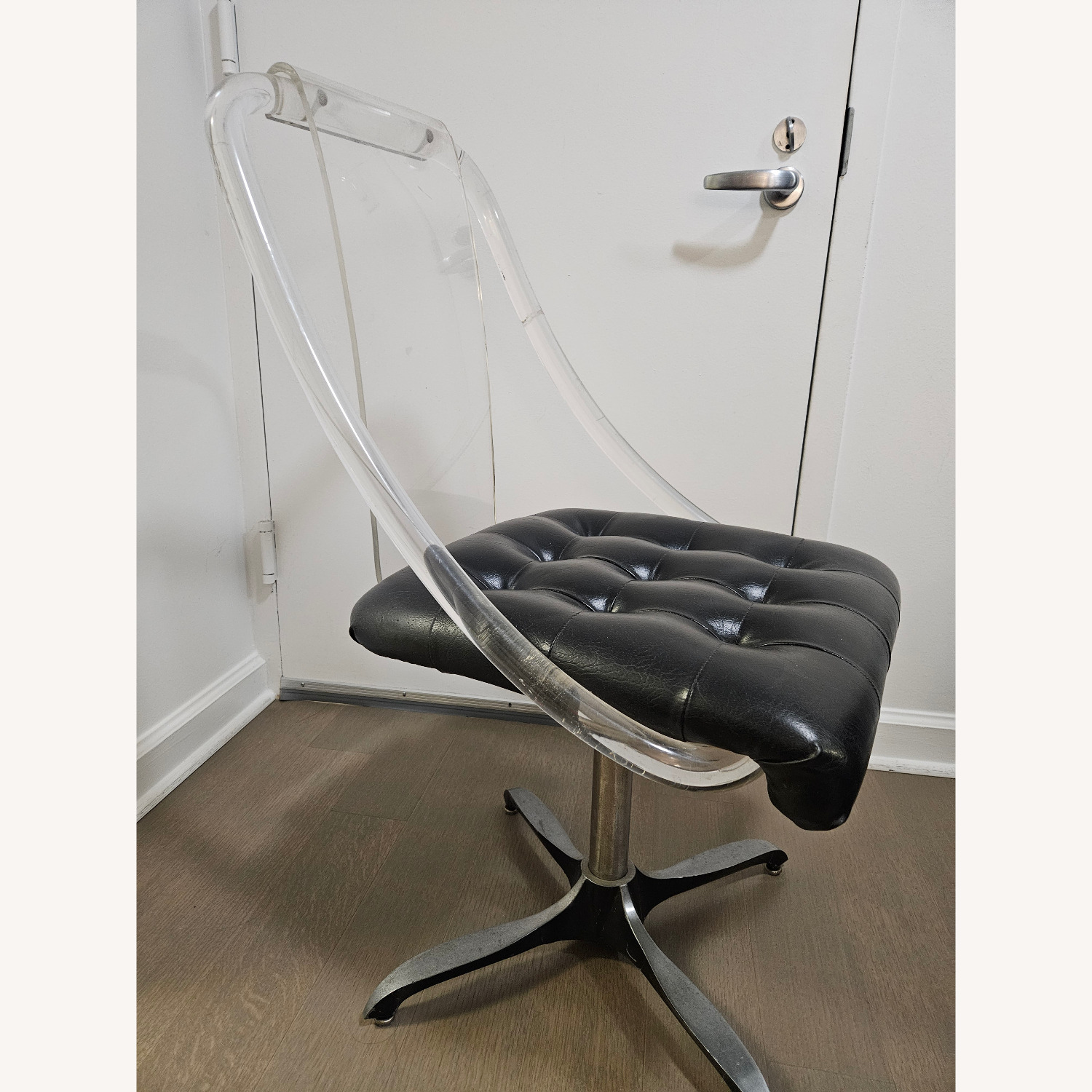 Vintage Button Chair with Clear Vinyl Cack - image-2