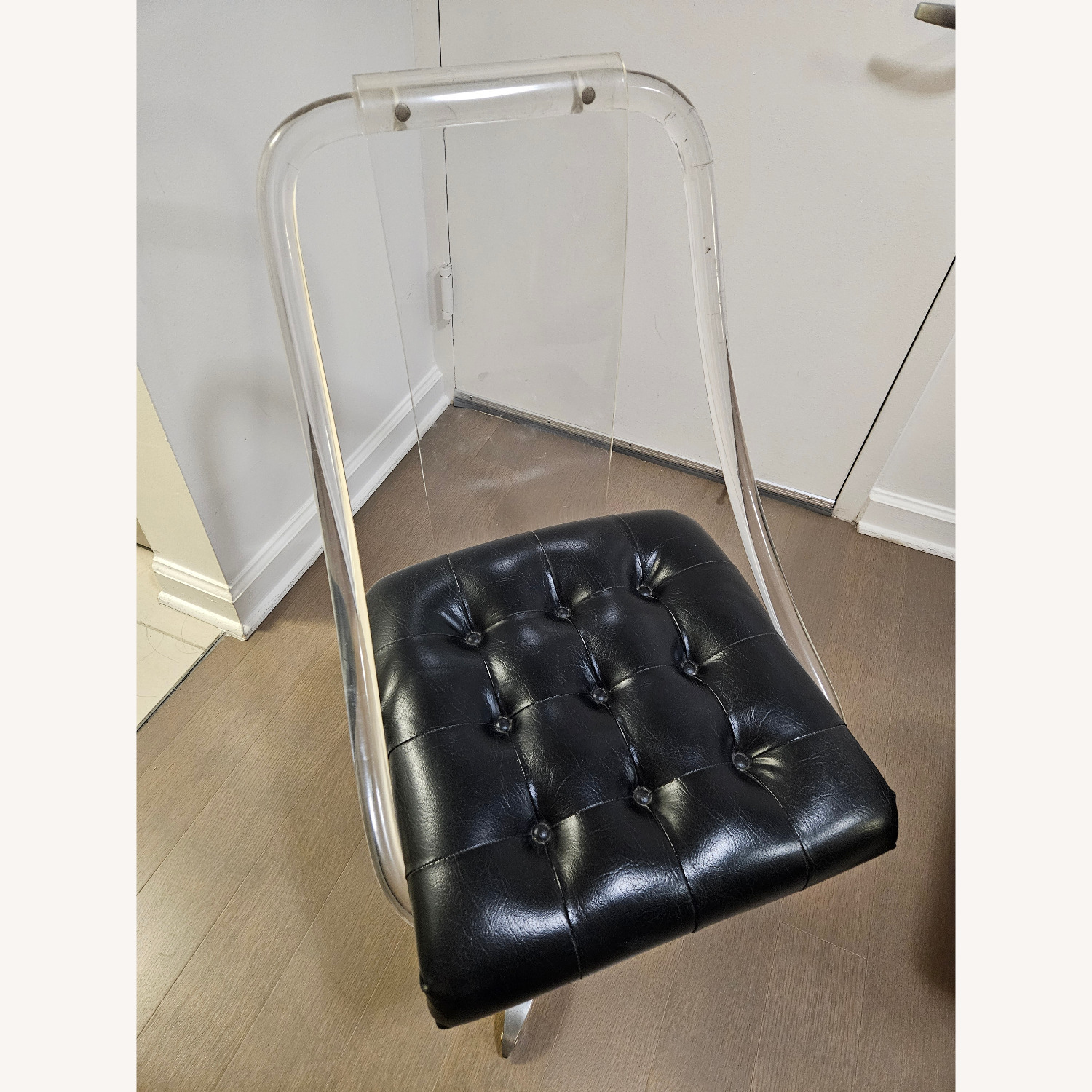 Vintage Button Chair with Clear Vinyl Cack - image-1