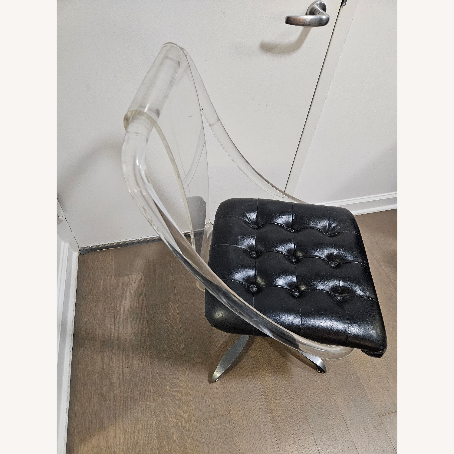 Vintage Button Chair with Clear Vinyl Cack - image-4
