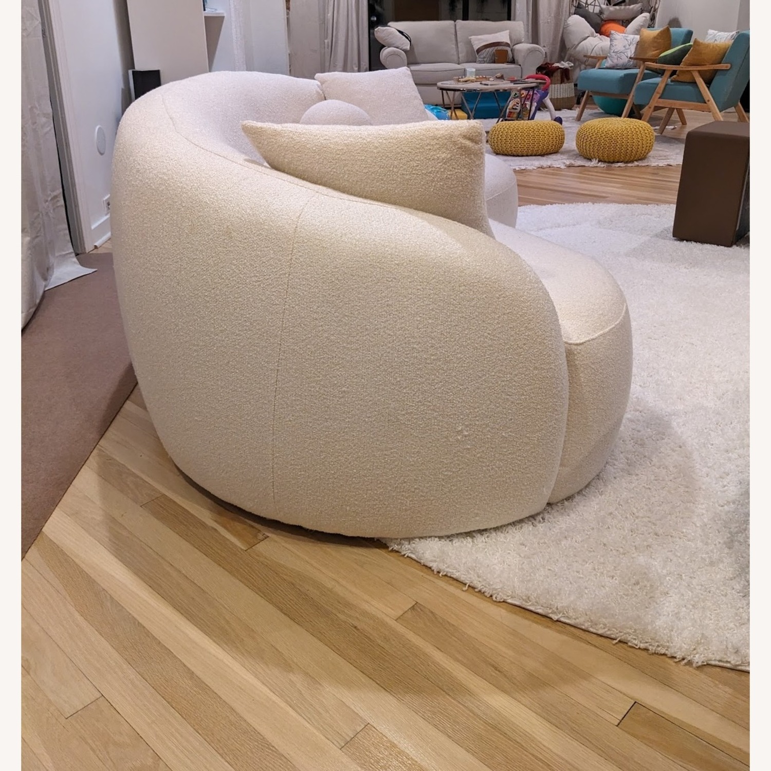 White French Boucle Curved Sofa - image-3