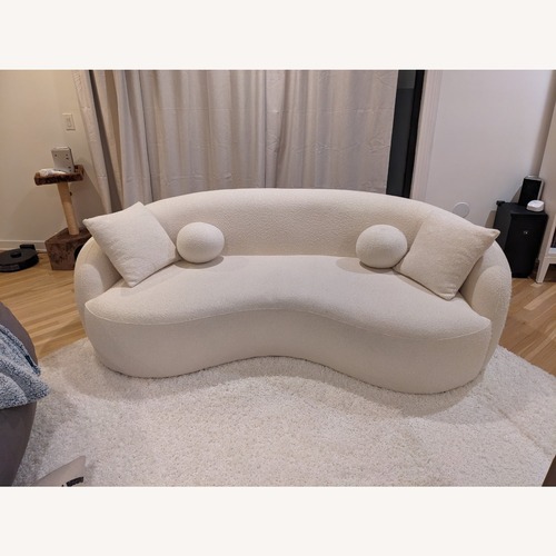 Used White French Boucle Curved Sofa for sale on AptDeco