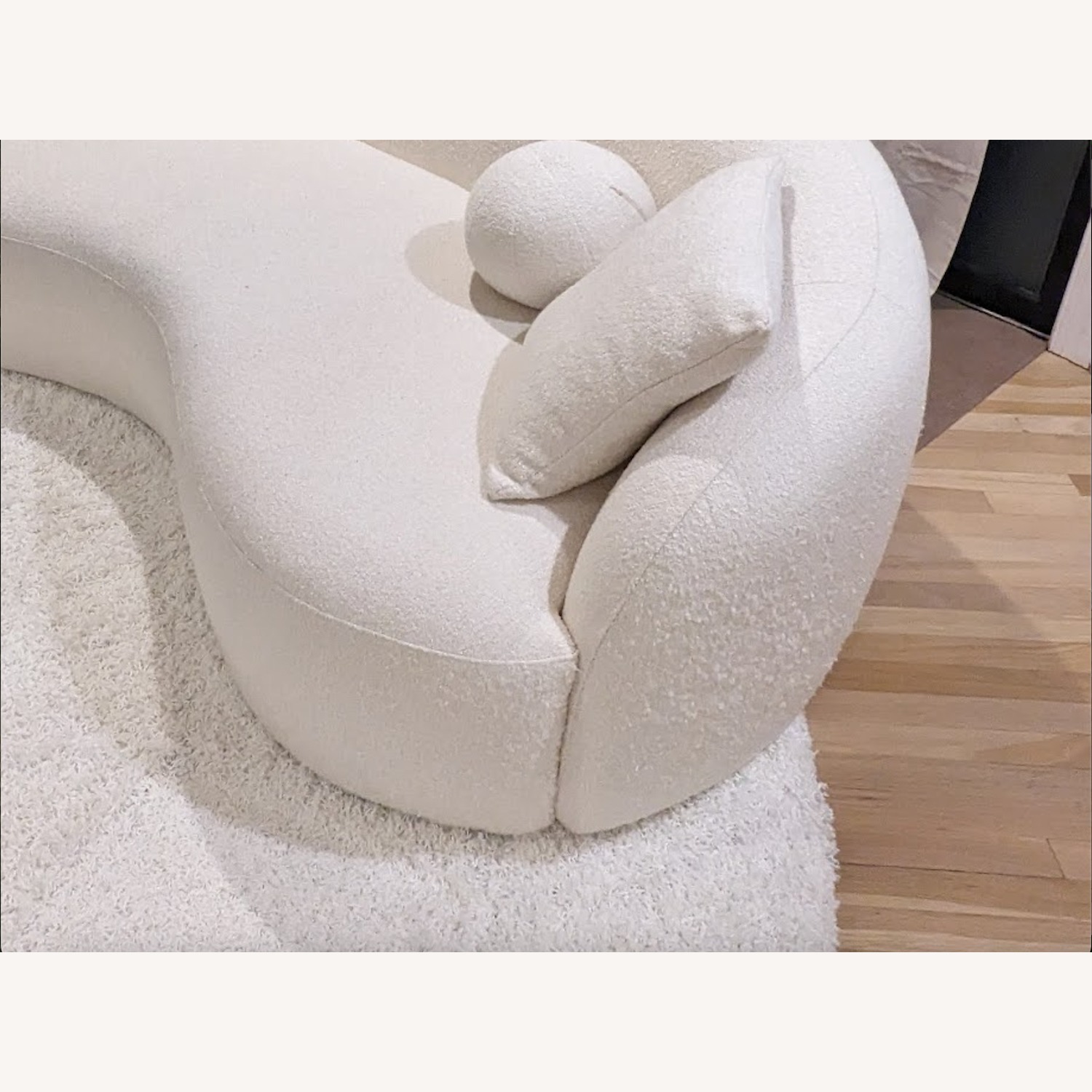 White French Boucle Curved Sofa - image-4