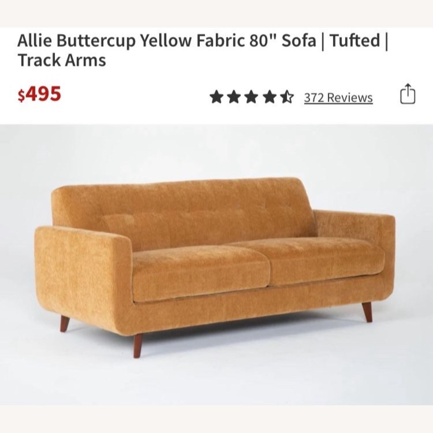 Living Spaces Allie Buttercup Sofa - AptDeco