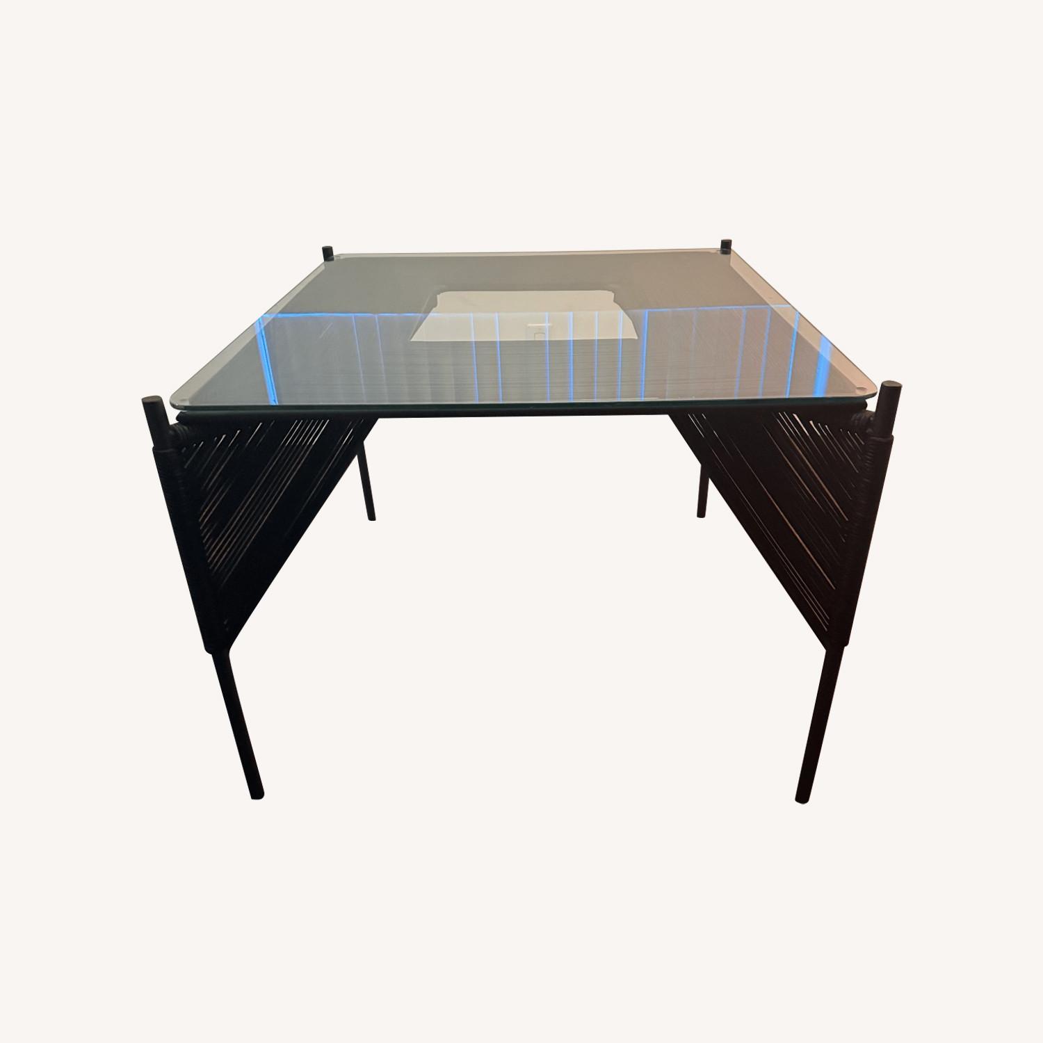 Crate & Barrel Dorado Black Small Space Outdoor Dining Table - image-0