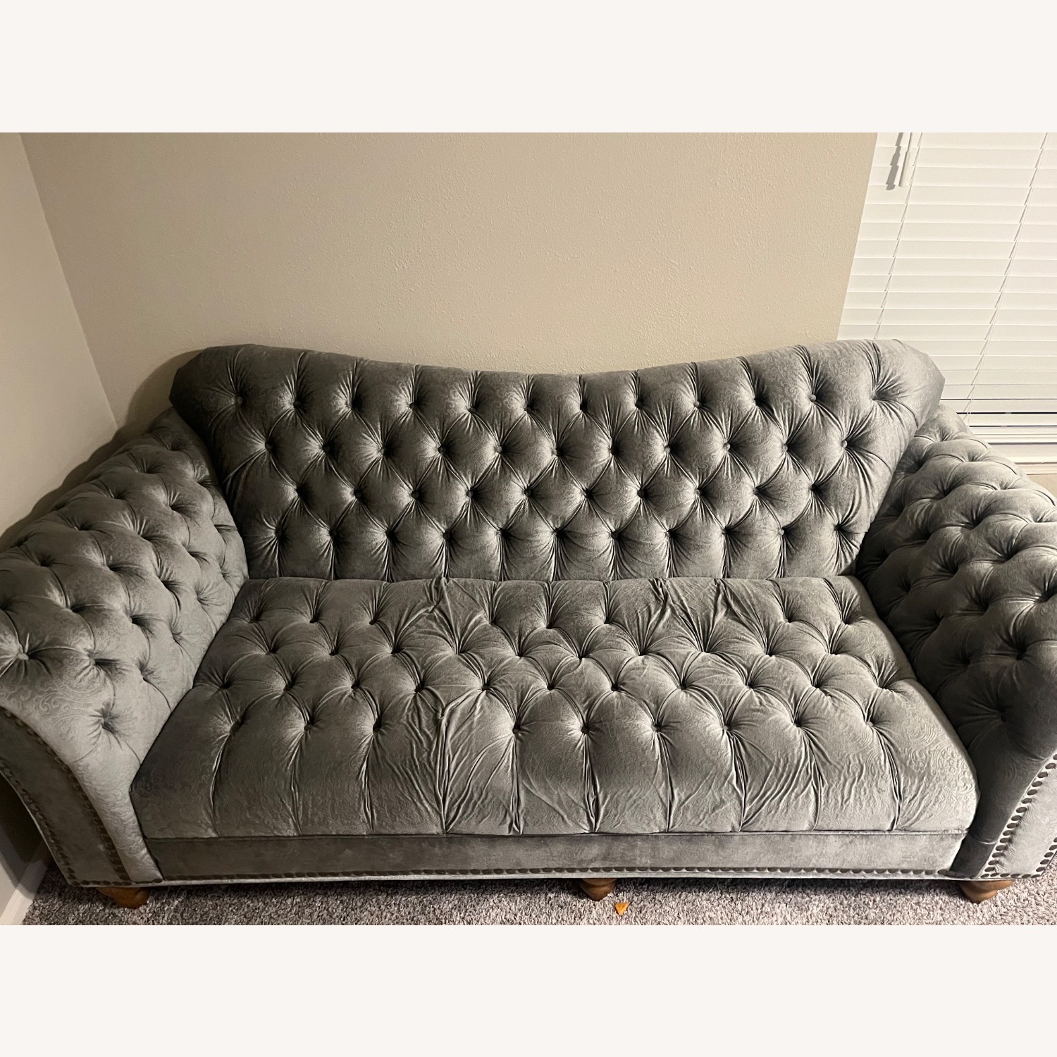 Value City Brittany Collection Gray Sofa - image-1