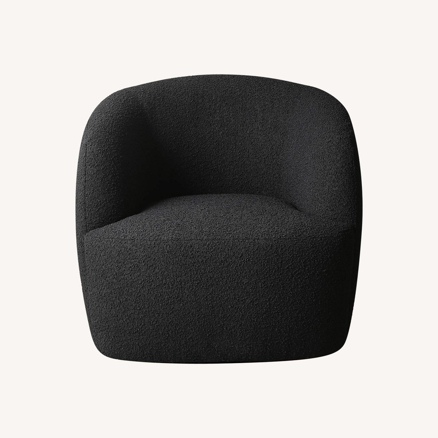 CB2 Gwyneth Black Boucle Swivel Chair Set/4 - image-0