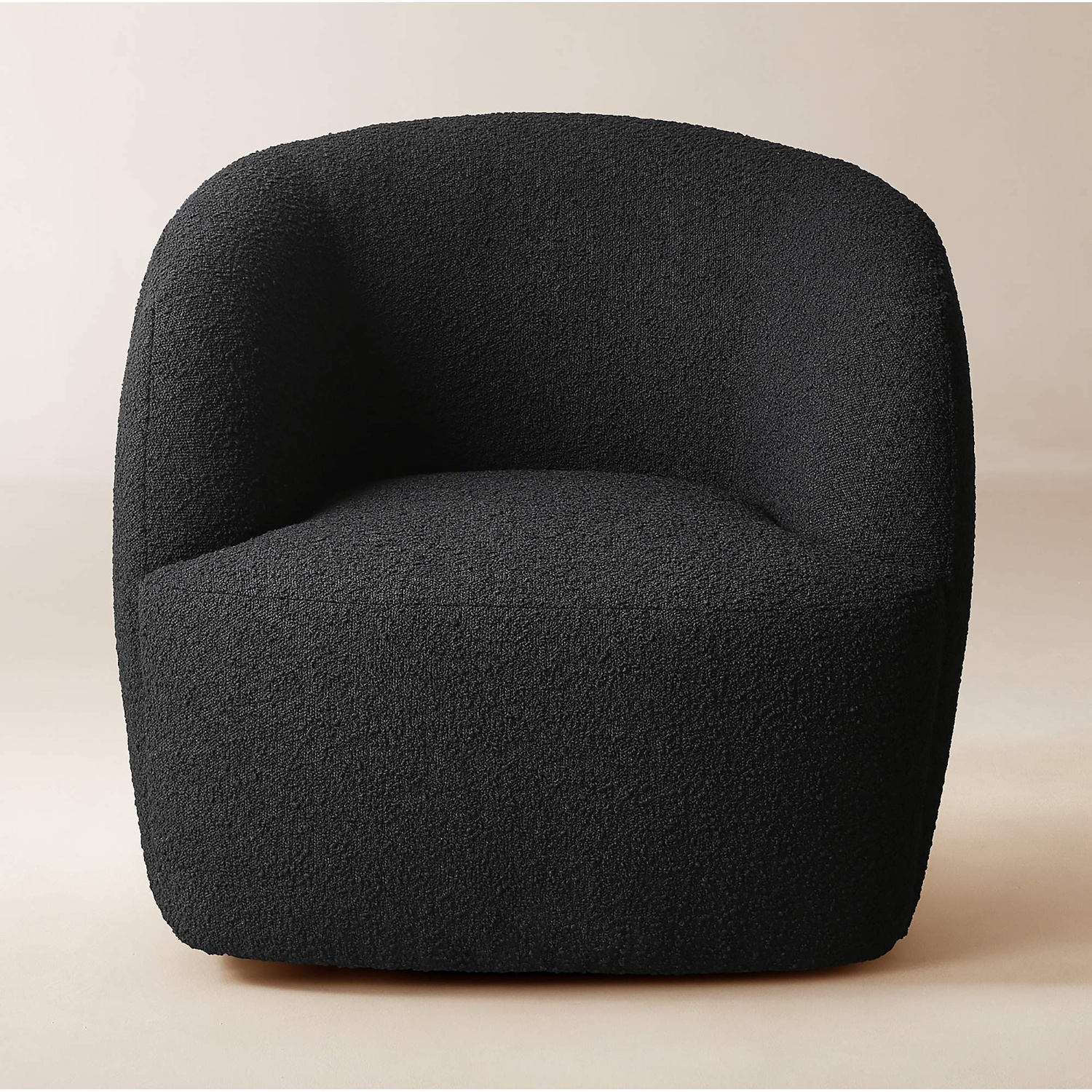 CB2 Gwyneth Black Boucle Swivel Chair Set/4 - image-4