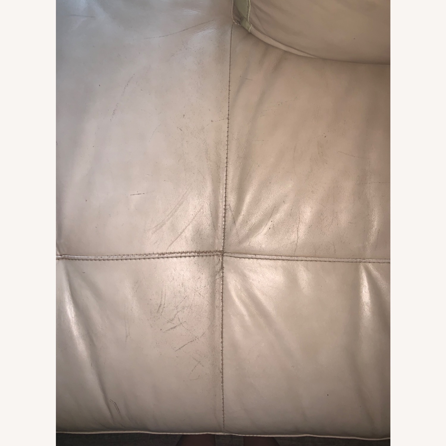 Sage Green & Tan Leather Sectional Couch - image-5