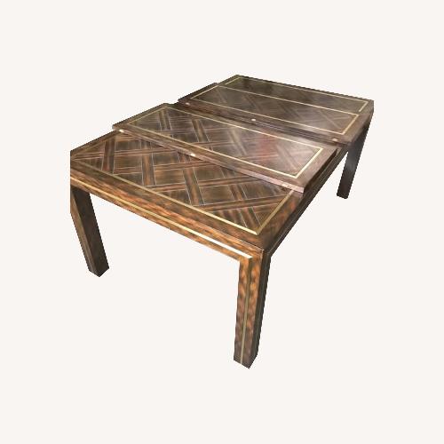 Used 1970s Extendable Wood Dining Table W Brass Inlay for sale on AptDeco