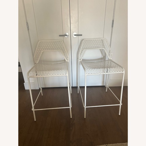 Used Blu Dot White Mesh Bar Stools (set of 2) for sale on AptDeco