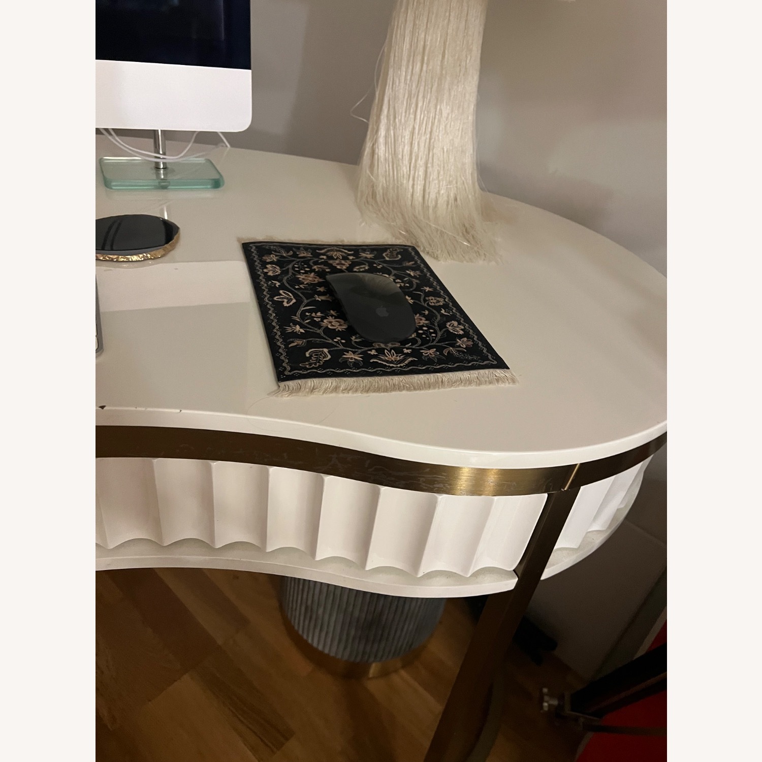 TOV Furniture white and gold art deco desk - image-3