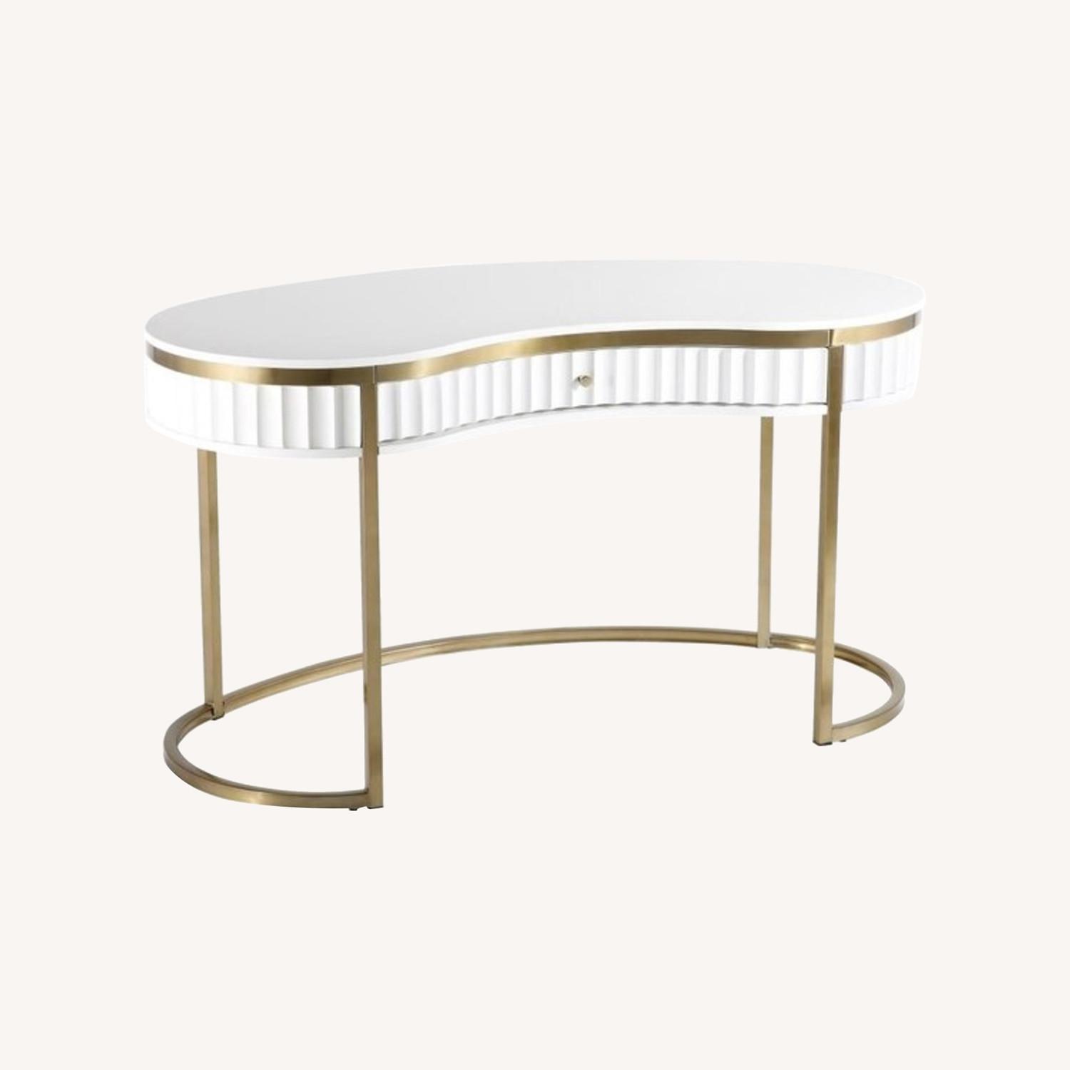 TOV Furniture white and gold art deco desk - image-0