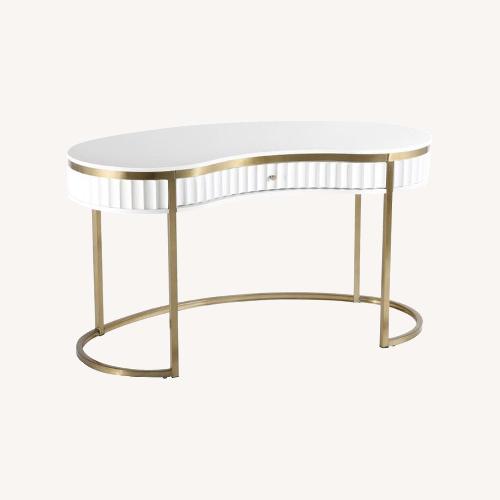 Used TOV Furniture white and gold art deco desk for sale on AptDeco