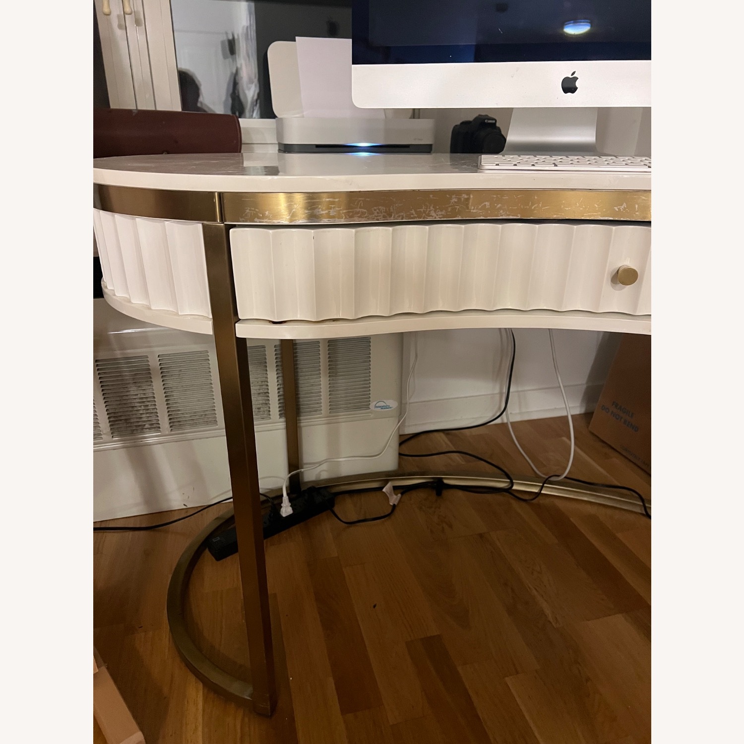 TOV Furniture white and gold art deco desk - image-2