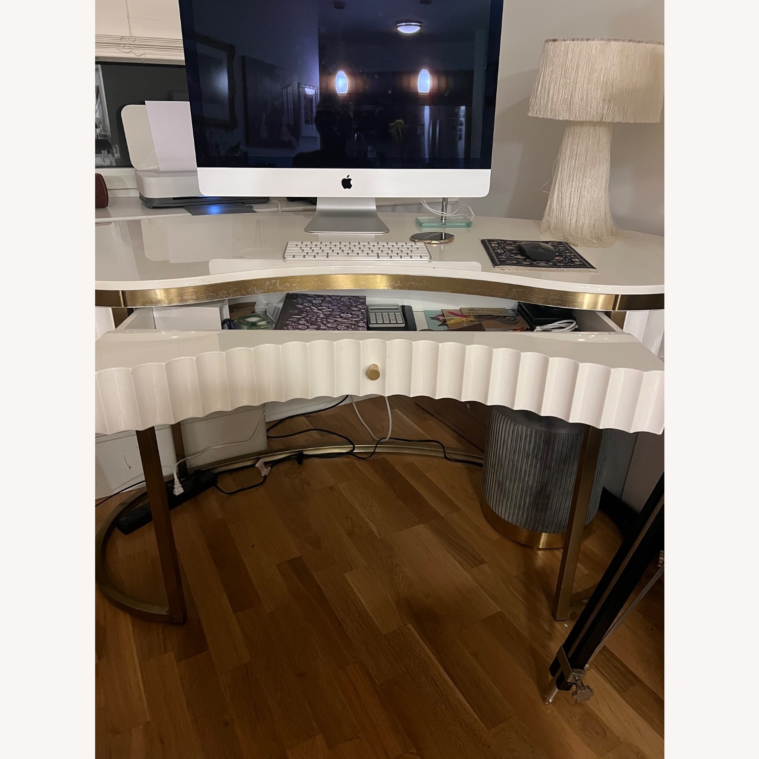 TOV Furniture white and gold art deco desk - image-4