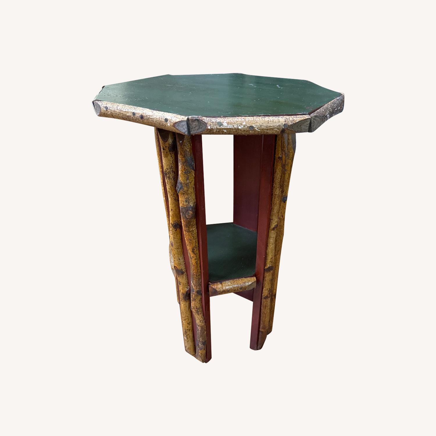 Octagonal Rustic Stool Table Vintage Handcrafted Rustic Octagonal Table - AptDeco