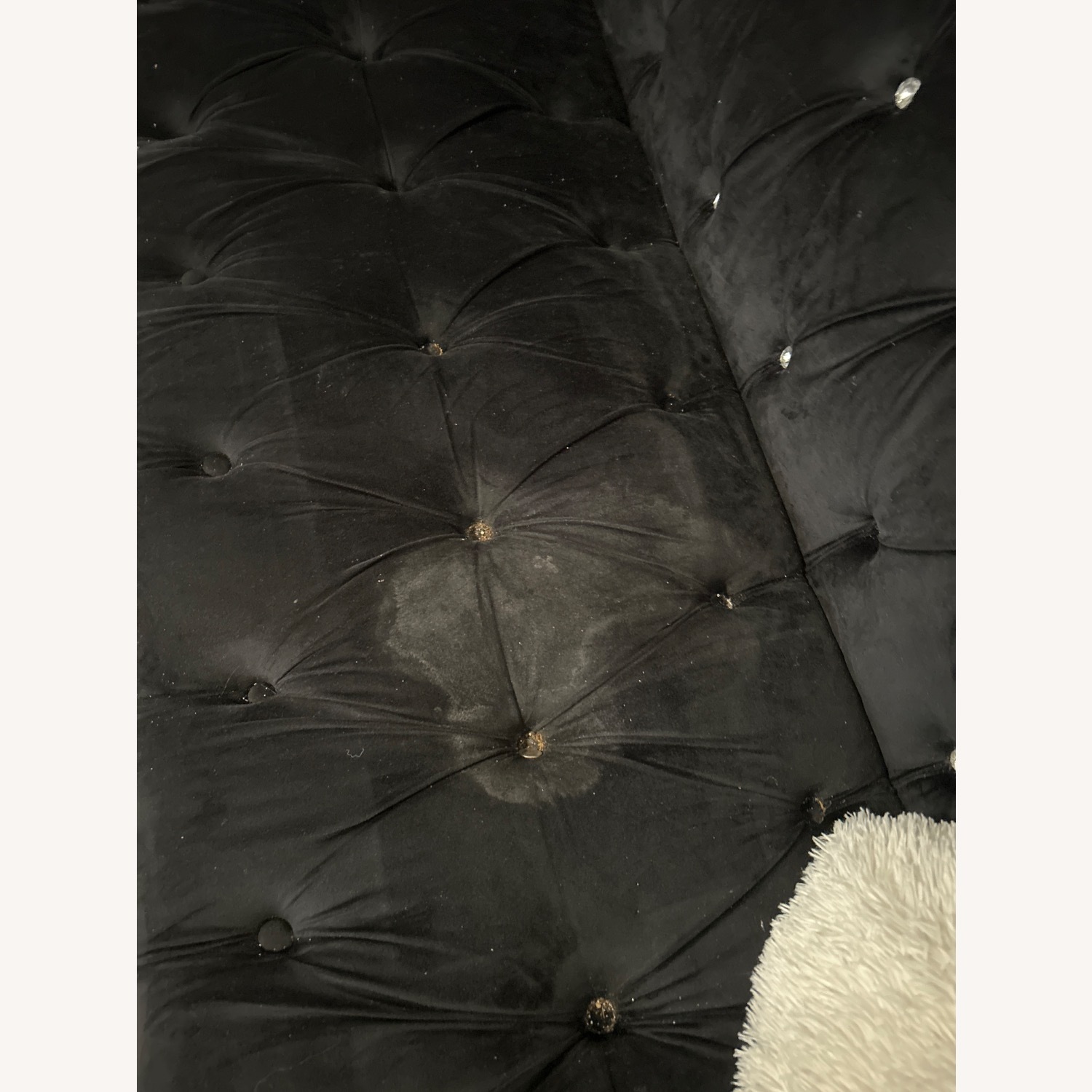 Black and Suede Sofa with White Ottoman - image-1