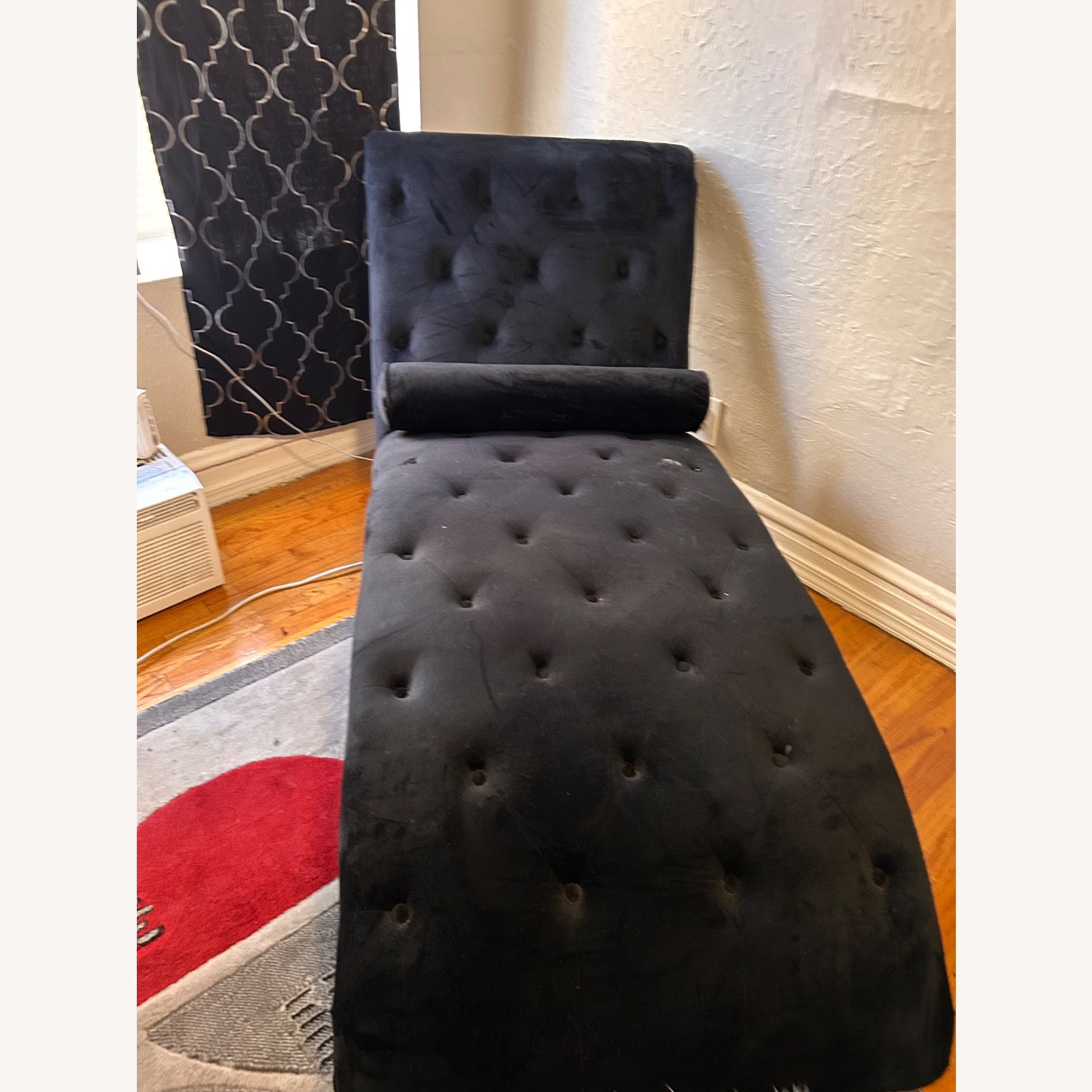 Black and Suede Sofa with White Ottoman - image-4