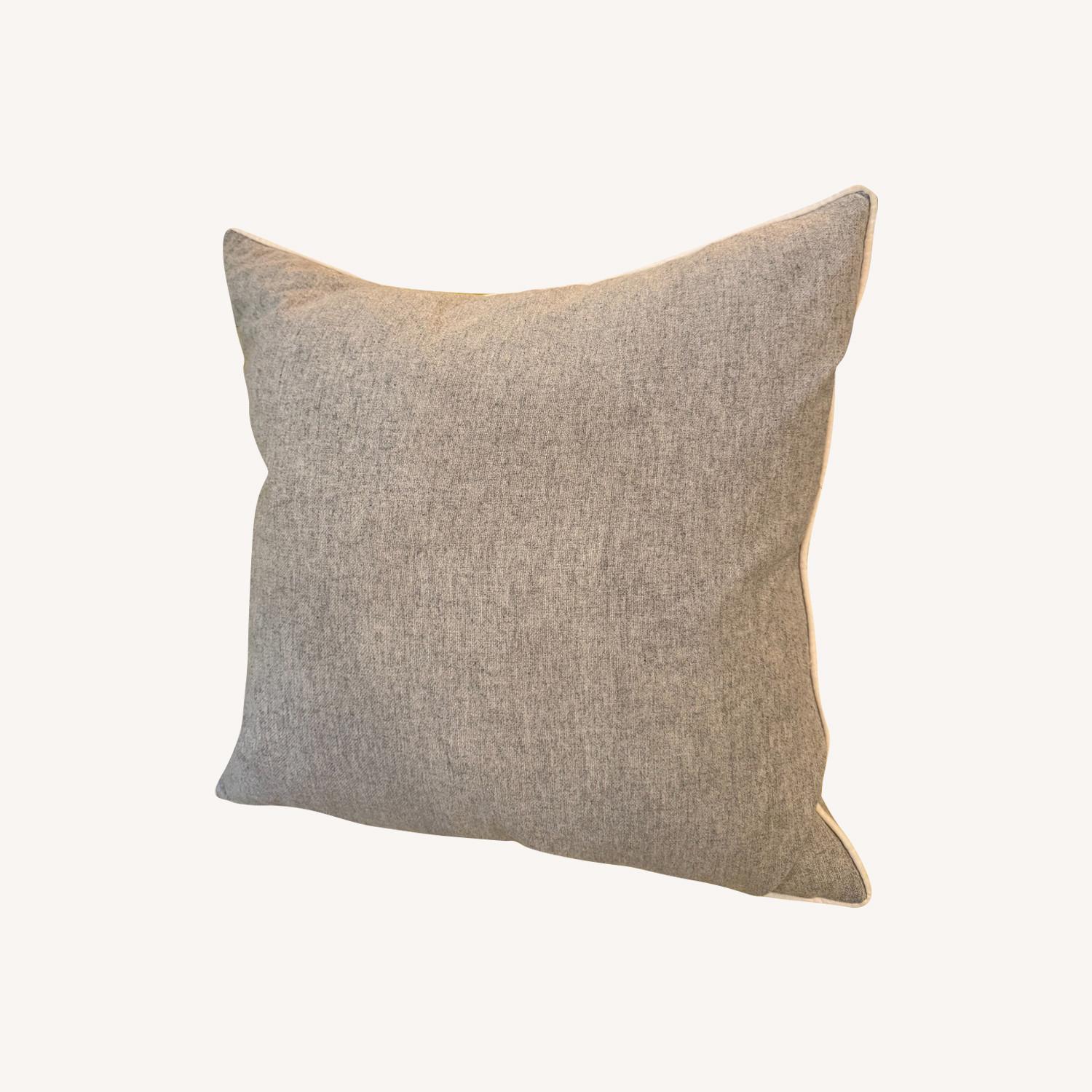 Light Gray Wool Square Throw Pillows - image-0
