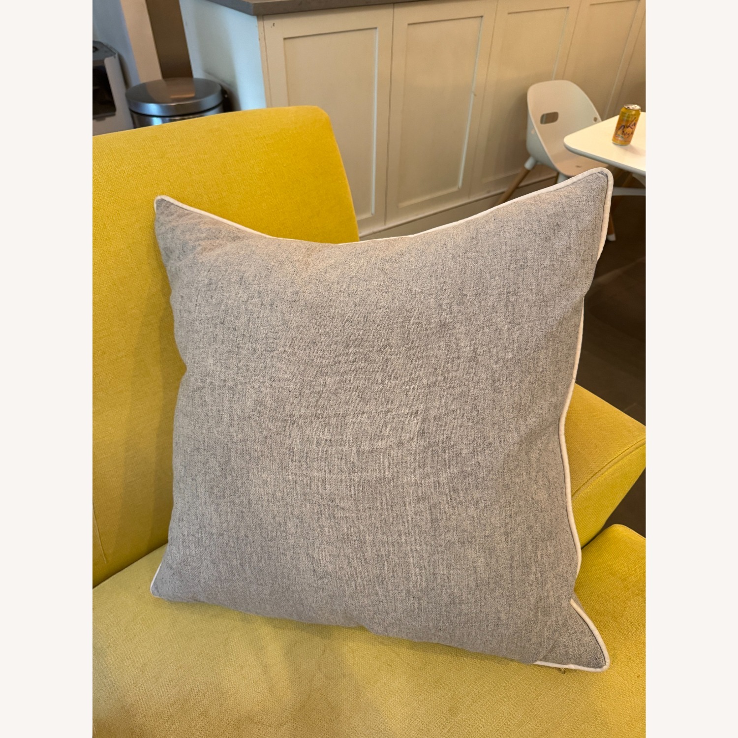 Light Gray Wool Square Throw Pillows - image-2